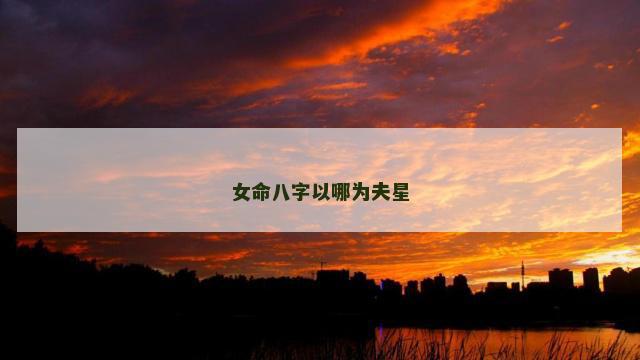 女命八字以哪为夫星