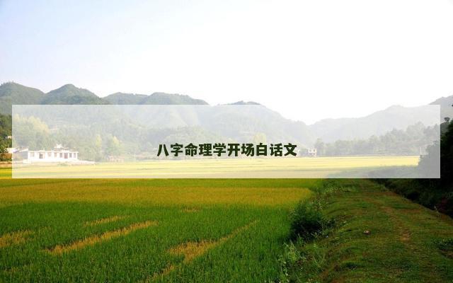 八字命理学开场白话文 八字命理学开场白话文
