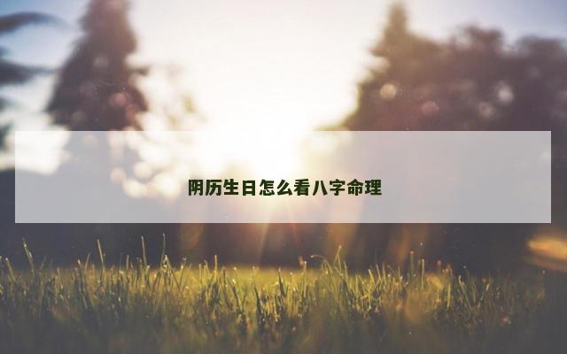 阴历生日怎么看八字命理