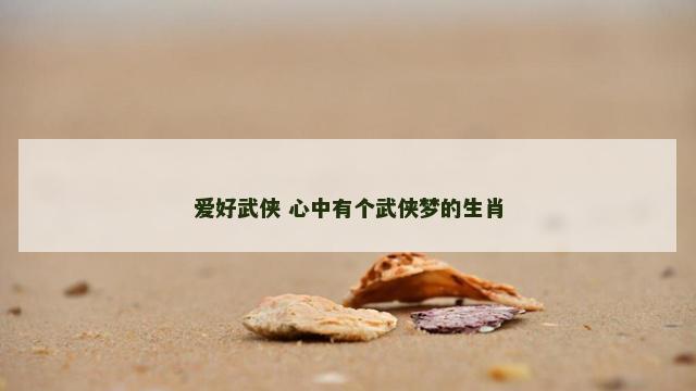 爱好武侠 心中有个武侠梦的生肖