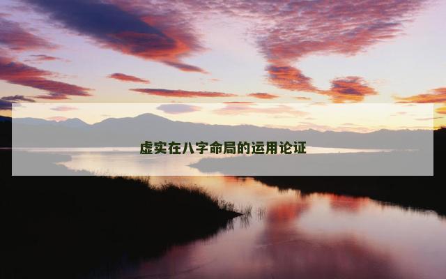 虚实在八字命局的运用论证