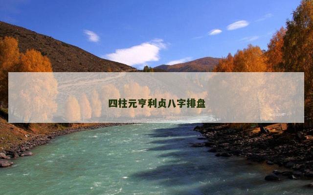 四柱元亨利贞八字排盘 四柱元亨利贞八字排盘
