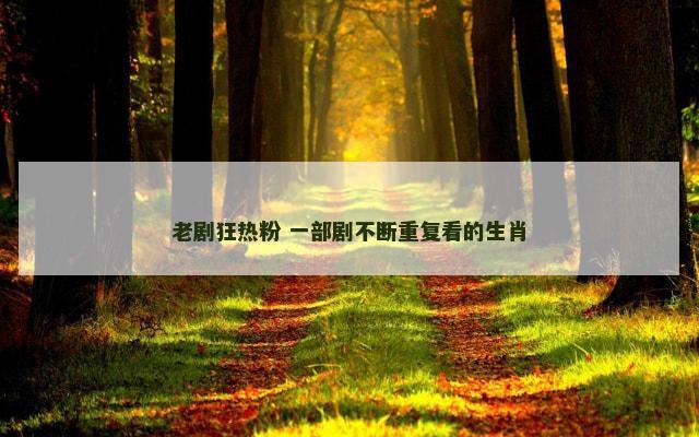 老剧狂热粉 一部剧不断重复看的生肖