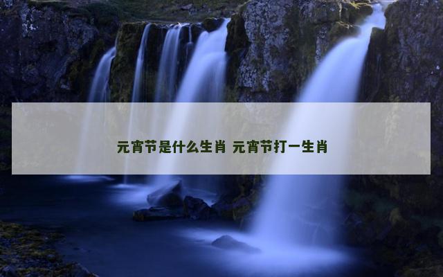 元宵节是什么生肖 元宵节打一生肖