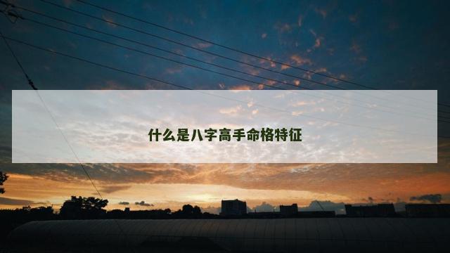 什么是八字高手命格特征 什么是八字高手命格特征