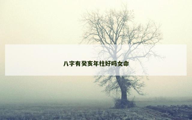 八字有癸亥年柱好吗女命