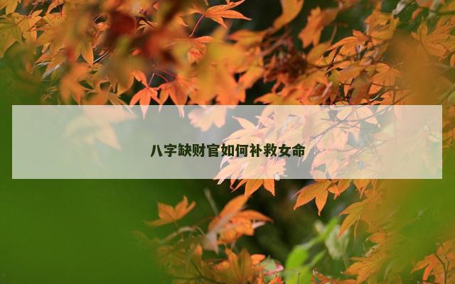 八字缺财官如何补救女命