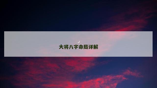 大将八字命局详解 大将八字命局详解