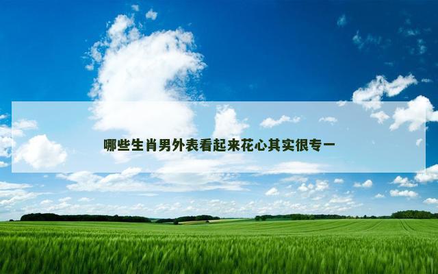 哪些生肖男外表看起来花心其实很专一 哪些生肖男外表看起来花心其实很专一