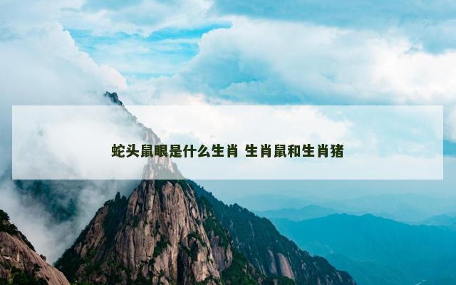 蛇头鼠眼是什么生肖 生肖鼠和生肖猪