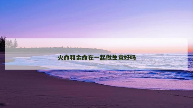 火命和金命在一起做生意好吗