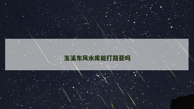 玉溪东风水库能打路亚吗
