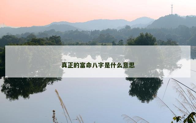 真正的富命八字是什么意思