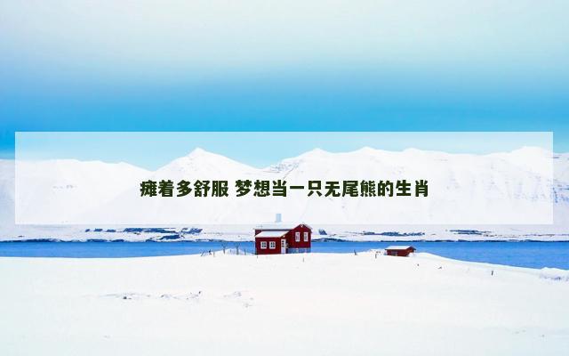 瘫着多舒服 梦想当一只无尾熊的生肖