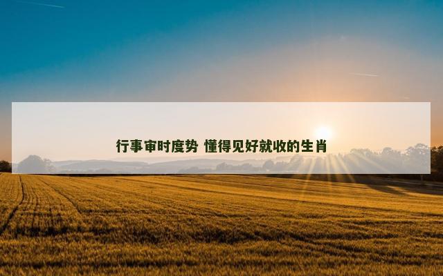 行事审时度势 懂得见好就收的生肖