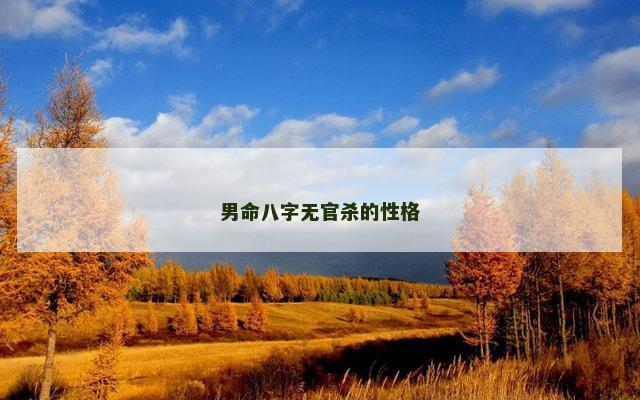 男命八字无官杀的性格 男命八字无官杀的性格