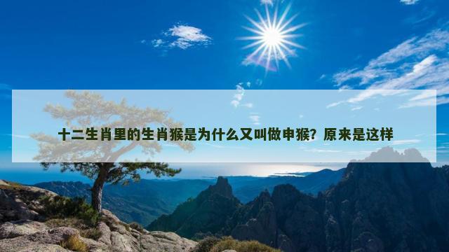 十二生肖里的生肖猴是为什么又叫做申猴？原来是这样