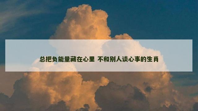 总把负能量藏在心里 不和别人谈心事的生肖