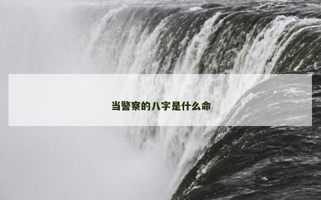 当警察的八字是什么命 当警察的八字是什么命