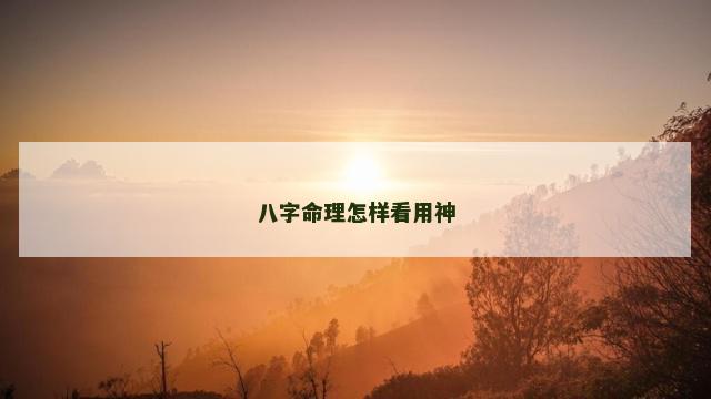 八字命理怎样看用神