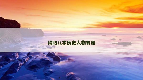 纯阳八字历史人物有谁
