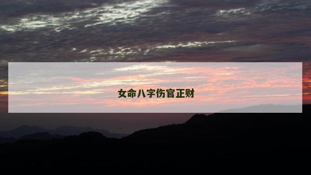 女命八字伤官正财