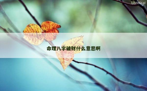 命理八字破财什么意思啊