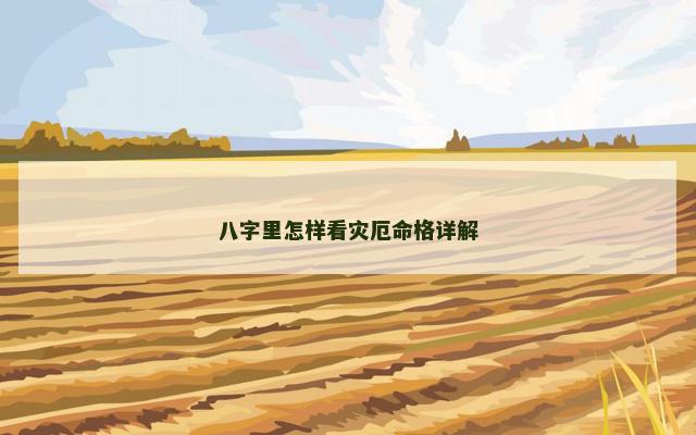 八字里怎样看灾厄命格详解