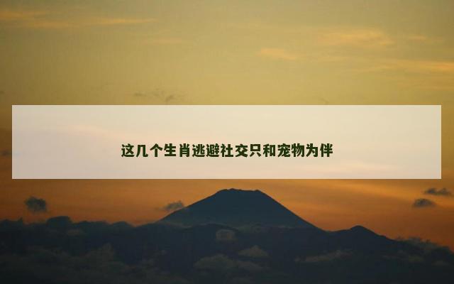 这几个生肖逃避社交只和宠物为伴