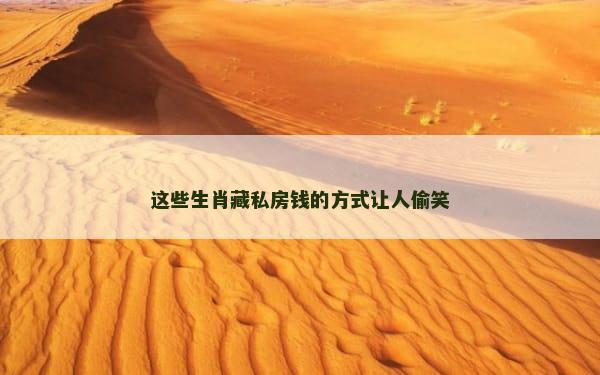 这些生肖藏私房钱的方式让人偷笑