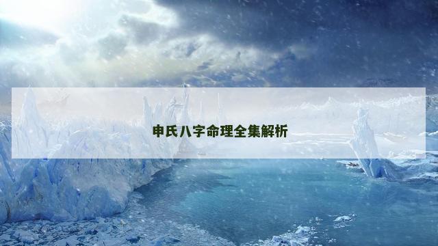 申氏八字命理全集解析