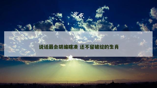 说话最会胡编瞎凑 还不留破绽的生肖