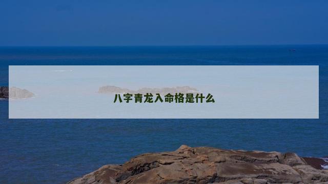八字青龙入命格是什么