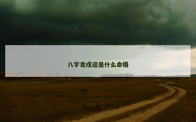 八字走戌运是什么命格