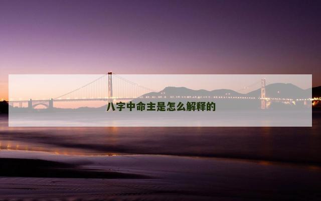 八字中命主是怎么解释的 八字中命主是怎么解释的