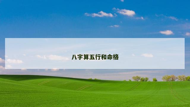 八字算五行和命格
