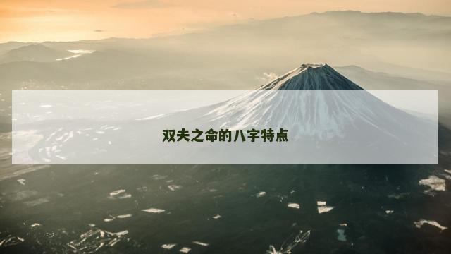 双夫之命的八字特点