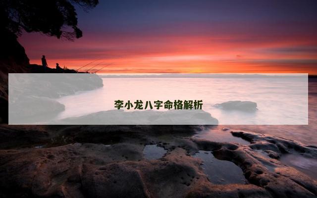李小龙八字命格解析