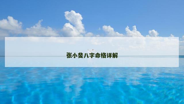 张小斐八字命格详解