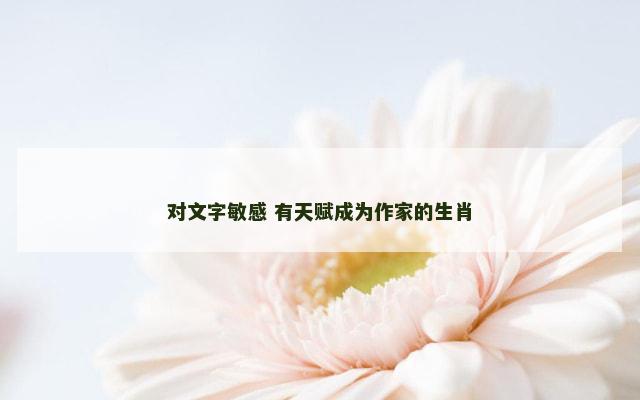 对文字敏感 有天赋成为作家的生肖