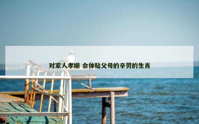 对家人孝顺 会体贴父母的辛劳的生肖