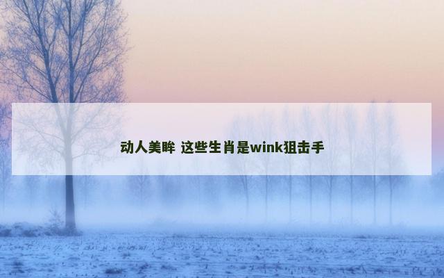 动人美眸 这些生肖是wink狙击手