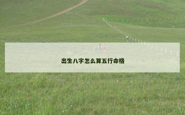 出生八字怎么算五行命格