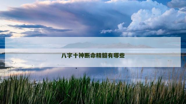 八字十神断命精髓有哪些