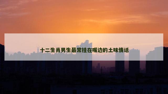 十二生肖男生最常挂在嘴边的土味情话