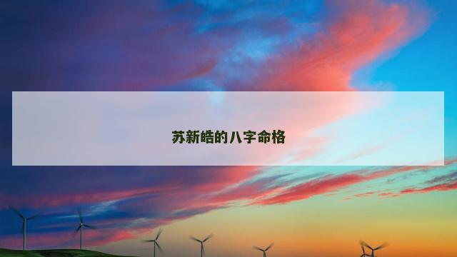 苏新皓的八字命格 苏新皓的八字命格
