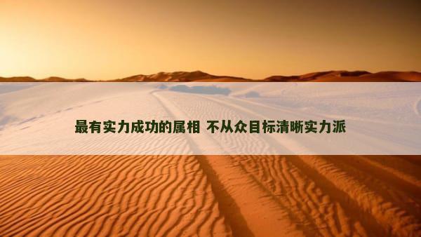 最有实力成功的属相 不从众目标清晰实力派