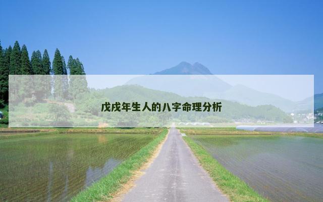 戊戌年生人的八字命理分析