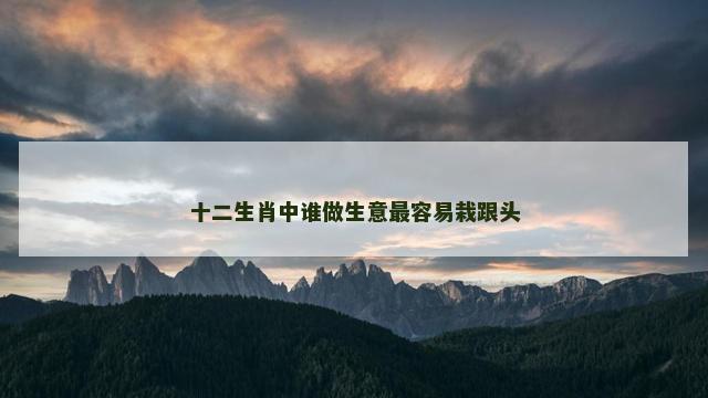 十二生肖中谁做生意最容易栽跟头