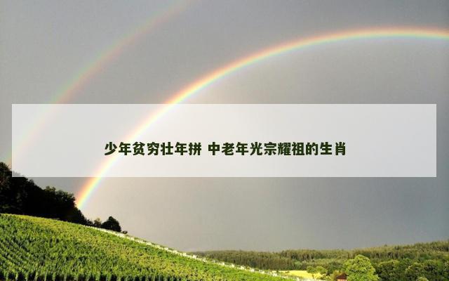 少年贫穷壮年拼 中老年光宗耀祖的生肖